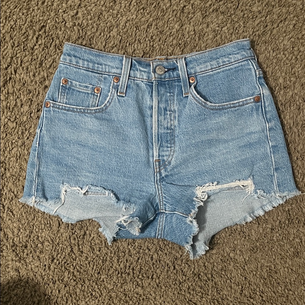 Levi's Light Blue Distressed Jean Shorts